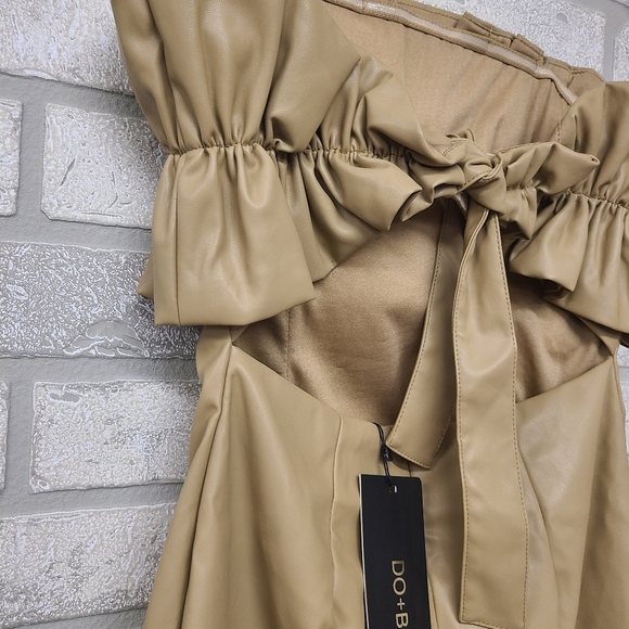 DO+BE Camel Faux Leather Mini Dress Size Medium - Picture 8 of 13
